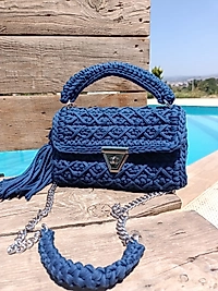 Penye Çapraz Desen Örgü Çanta