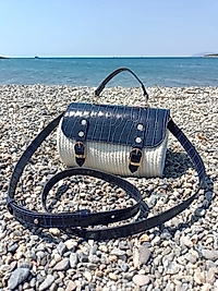 Croco Silindir Deri Kapak Çanta