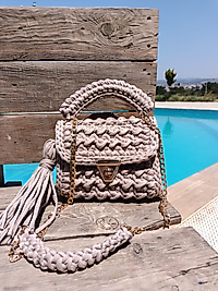 Penye Kaz Ayağı Örgü Çanta