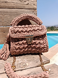 Penye Kaz Ayağı Örgü Çanta