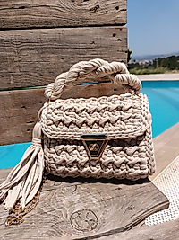 Penye Kaz Ayağı Örgü Çanta