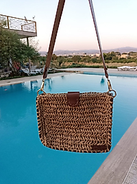 Hasır Deri Aksanlı Kol Çantas
