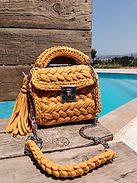 Penye Badem Örgü Çanta