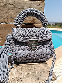 Penye Badem Örgü Çanta